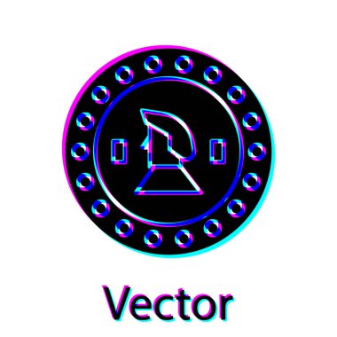 Siyah Korsan madeni para simgesi beyaz arkaplanda izole edildi. Vektör İllüstrasyonu