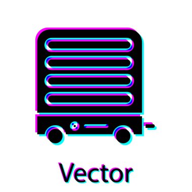 Siyah Elektrikli ısıtıcı simgesi beyaz arka plan üzerinde izole. Uzaktan kumandalı kızılötesi yer ısıtıcısı. Ev iklim kontrolü. Vektör İllüstrasyonu