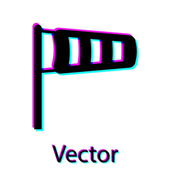 Zwarte kegel meteorologie windsock wind Vane pictogram geïsoleerd op witte achtergrond. Windsock geven de richting en de sterkte van de wind aan. Vector illustratie — Stockvector