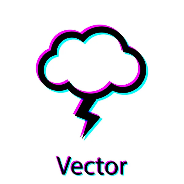 Black Storm Symbol isoliert auf weißem Hintergrund. Wolke und Blitz. Wetterikone des Sturms. Vektorillustration — Stockvektor