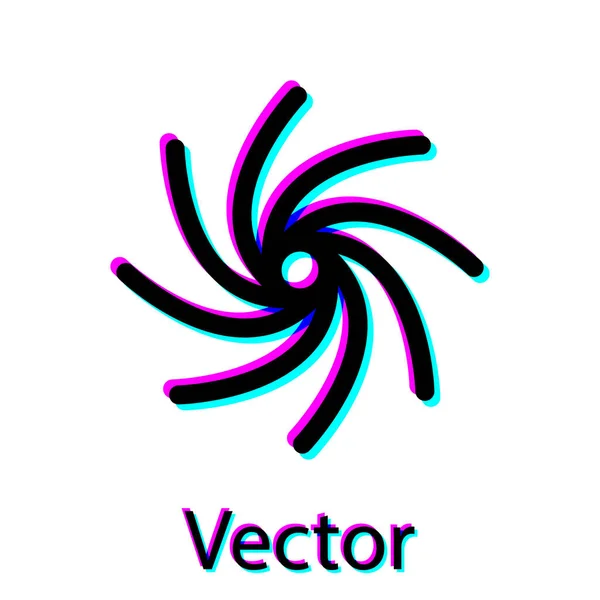 Schwarzes Tornado-Symbol isoliert auf weißem Hintergrund. Wirbelsturm, Wirbelsturm, Sturmtrichter, Hurrikan oder Wettersymbol. Vektorillustration — Stockvektor