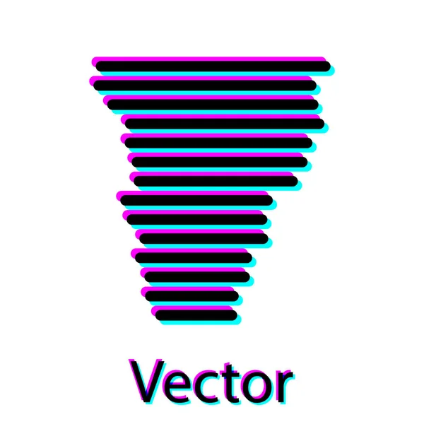 Icono Tornado Negro aislado sobre fondo blanco. Ciclón, torbellino, embudo de tormenta, viento huracán o tornado icono del tiempo. Ilustración vectorial — Vector de stock