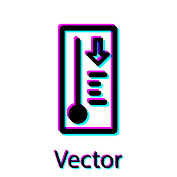 Zwarte Meteorologie thermometer meten warmte en koude pictogram geïsoleerd op witte achtergrond. Thermometer apparatuur toont warm of koud weer. Vector Illustratie — Stockvector