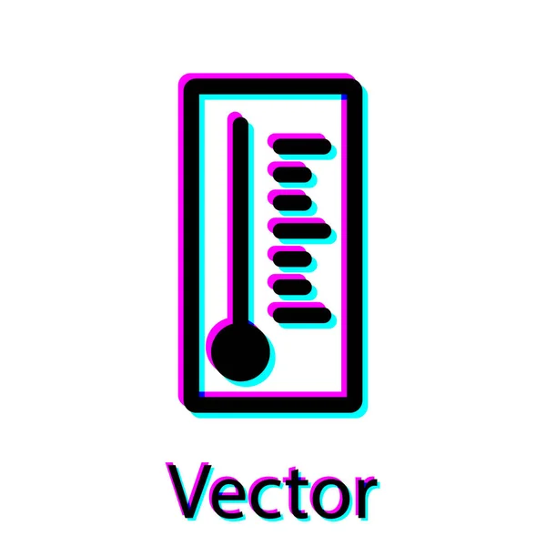 Zwarte Meteorologie thermometer meten warmte en koude pictogram geïsoleerd op witte achtergrond. Thermometer apparatuur toont warm of koud weer. Vector Illustratie — Stockvector