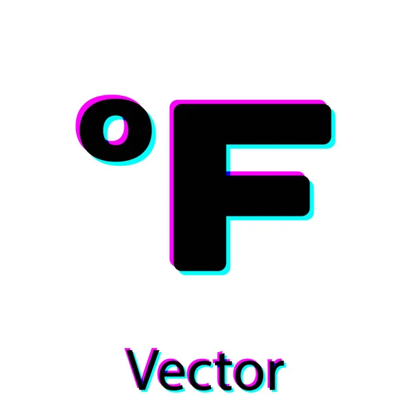 Schwarz Fahrenheit Symbol isoliert auf weißem Hintergrund. Vektorillustration — Stockvektor