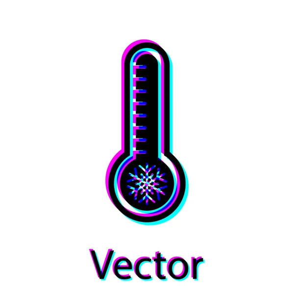 Termômetro de meteorologia preta medindo calor e ícone frio isolado no fundo branco. Equipamento termômetro mostrando clima quente ou frio. Ilustração vetorial — Vetor de Stock