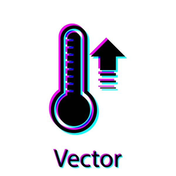 Termômetro de meteorologia preta medindo calor e ícone frio isolado no fundo branco. Equipamento termômetro mostrando clima quente ou frio. Ilustração vetorial — Vetor de Stock