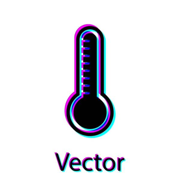 Black Meteorology thermometer measuring heat and cold icon isolated on white background. Thermometer equipment showing hot or cold weather. Vector Illustration — Stock Vector