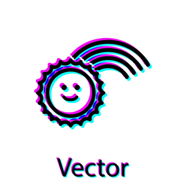 Arco-íris preto com ícone de sol isolado no fundo branco. Ilustração vetorial — Vetor de Stock