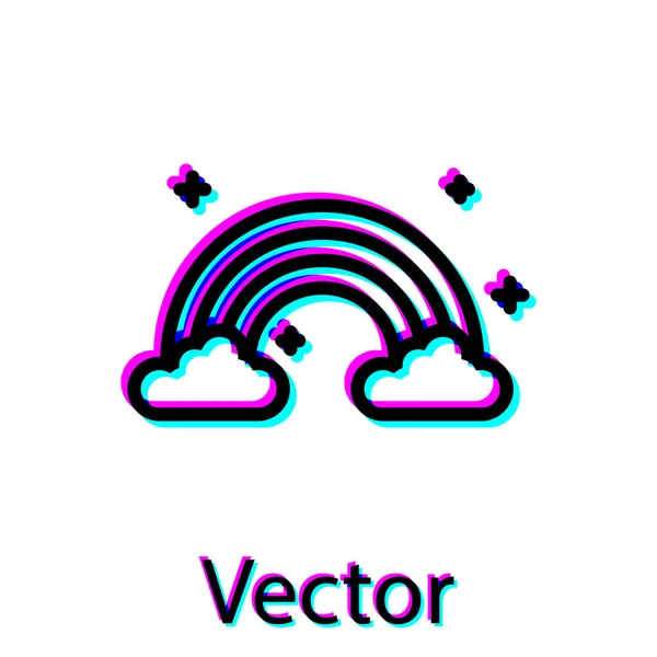 Arco-íris preto com nuvens ícone isolado no fundo branco. Ilustração vetorial — Vetor de Stock