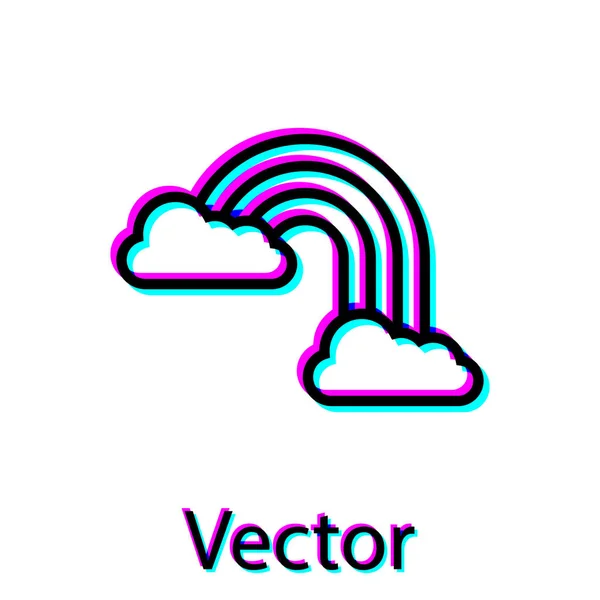 Arco iris negro con nubes icono aislado sobre fondo blanco. Ilustración vectorial — Vector de stock