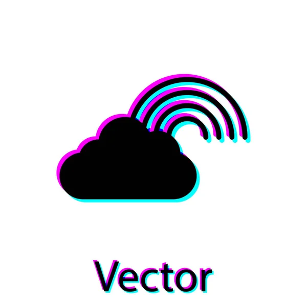 Arcobaleno nero con l'icona delle nuvole isolato su sfondo bianco. Illustrazione vettoriale — Vettoriale Stock