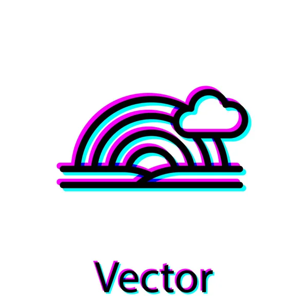 Arco-íris preto com nuvens ícone isolado no fundo branco. Ilustração vetorial — Vetor de Stock