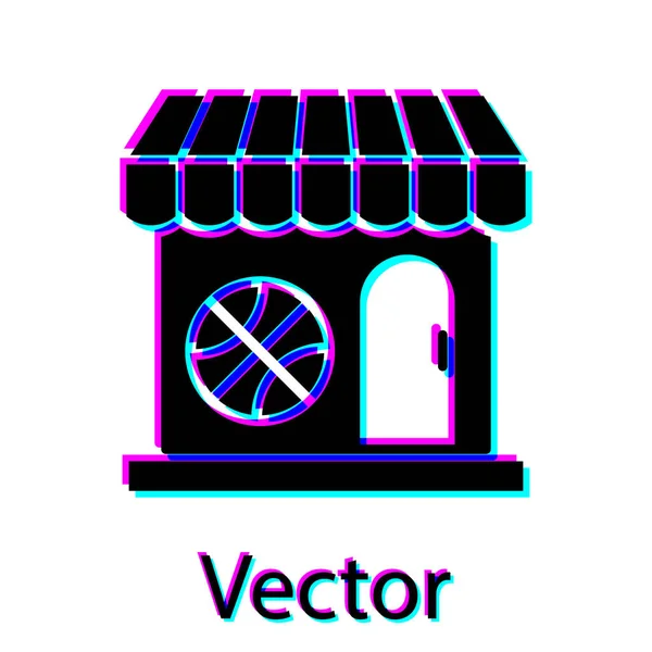 Schwarzes Sportgeschäft und Basketballsymbol isoliert auf weißem Hintergrund. Sportgeschäft. Vektorillustration — Stockvektor