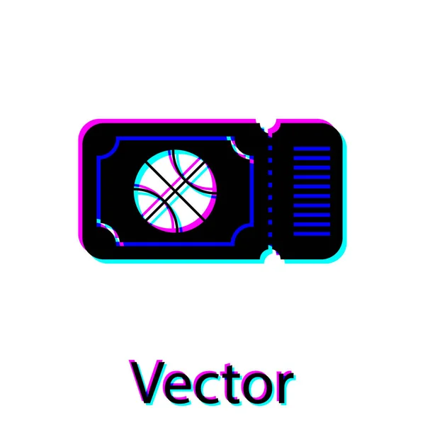 Black Basketball game ticket icon isolated on white background (en inglés). Ilustración vectorial — Archivo Imágenes Vectoriales