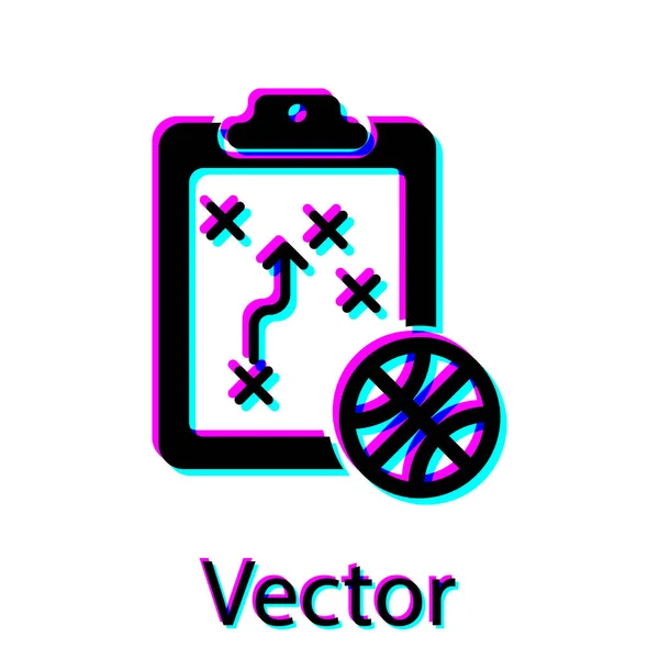 Ícone de conceito de estratégia Black Planning isolado no fundo branco. Formação de taça de basquete e tática. Ilustração vetorial — Vetor de Stock