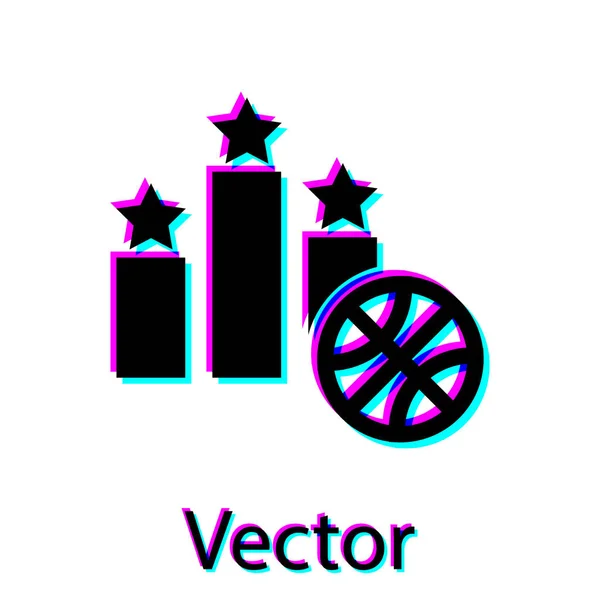 Schwarzer Basketball über dem Siegerpodest auf weißem Hintergrund. Vektorillustration — Stockvektor