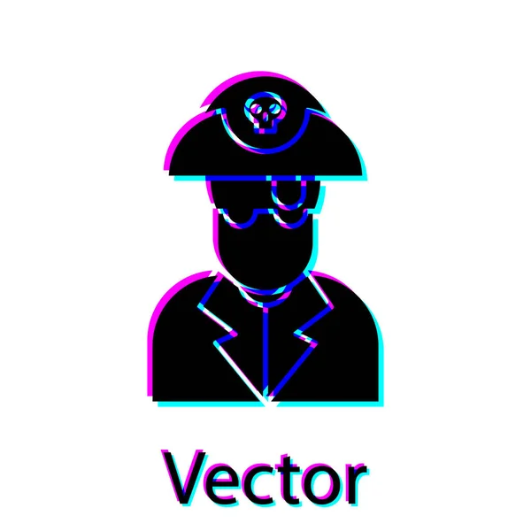 Icono de capitán pirata negro aislado sobre fondo blanco. Ilustración vectorial — Vector de stock