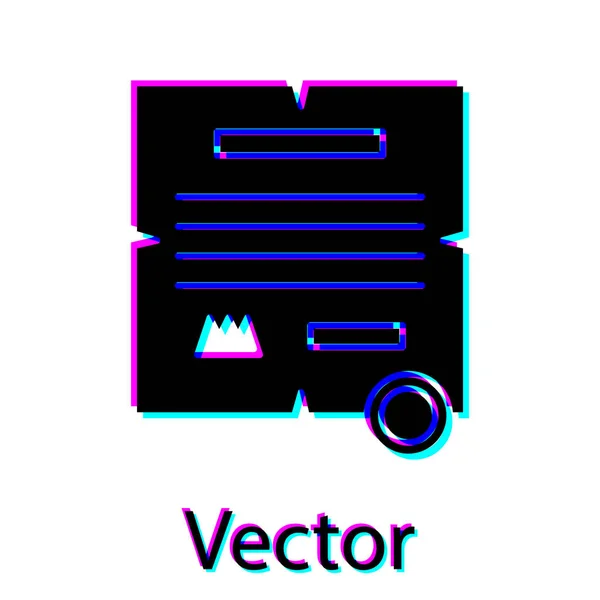 Schwarzes Dekret, Papier, Pergament, Schriftrollsymbol isoliert auf weißem Hintergrund. Vektorillustration — Stockvektor