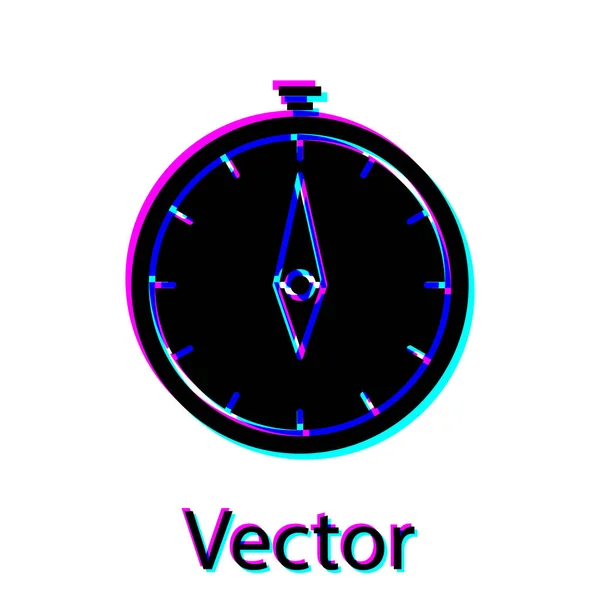 Schwarzes Kompass-Symbol isoliert auf weißem Hintergrund. Windrose Navigationssymbol. Windrose Zeichen. Vektorillustration — Stockvektor