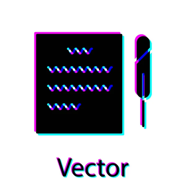 Stylo plume noire et icône de rouleau de papier isolé sur fond blanc. Illustration vectorielle — Image vectorielle