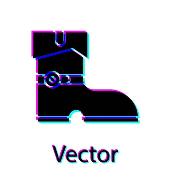 Svart läder pirat stövlar ikon isolerad på vit bakgrund. Vektor Illustration — Stock vektor