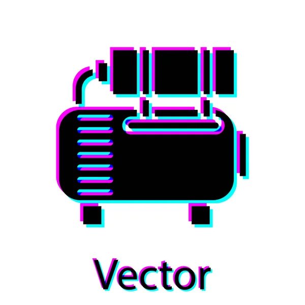Icono del compresor de aire negro aislado sobre fondo blanco. Ilustración vectorial — Vector de stock