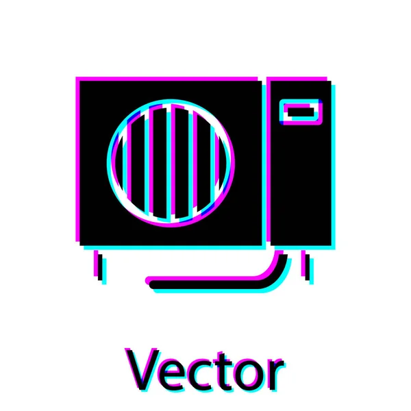 Ícone de ar condicionado preto isolado no fundo branco. Sistema de ar condicionado dividido. Sistema de controle de clima frio e frio. Ilustração vetorial — Vetor de Stock