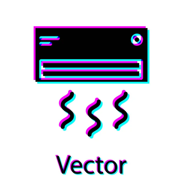 Ícone de ar condicionado preto isolado no fundo branco. Sistema de ar condicionado dividido. Sistema de controle de clima frio e frio. Ilustração vetorial — Vetor de Stock