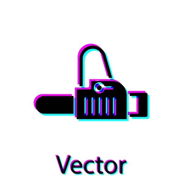 Icône tronçonneuse noire isolée sur fond blanc. Illustration vectorielle — Image vectorielle