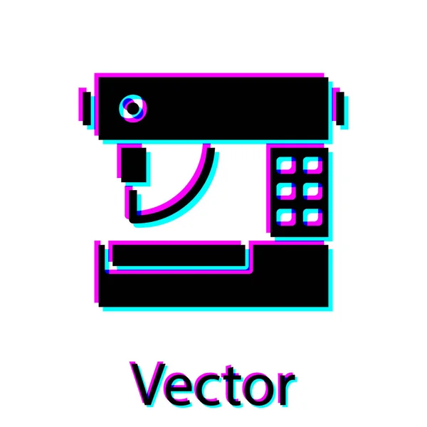 Ícone de máquina de costura preta isolado no fundo branco. Ilustração vetorial — Vetor de Stock