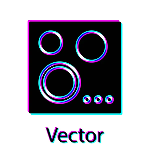 Icono de estufa de gas negro aislado sobre fondo blanco. Signo de cocina. Hob con cuatro quemadores de círculo. Ilustración vectorial — Vector de stock