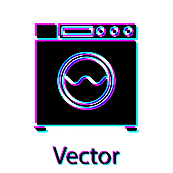 Icono de Arandela Negra aislado sobre fondo blanco. Icono de lavadora. Lavadora de ropa - lavadora. Símbolo de electrodomésticos. Ilustración vectorial — Vector de stock