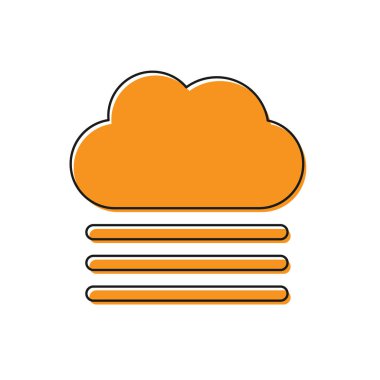 Turuncu sis ve bulut simgesi beyaz arka planda izole edildi. Vektör İllüstrasyonu