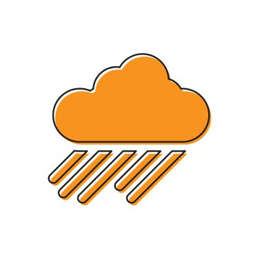 Turuncu Bulut yağmur simgesi beyaz arka plan üzerinde izole ile. Yağmur damlaları ile yağmur bulutu yağış. Vektör İllüstrasyonu