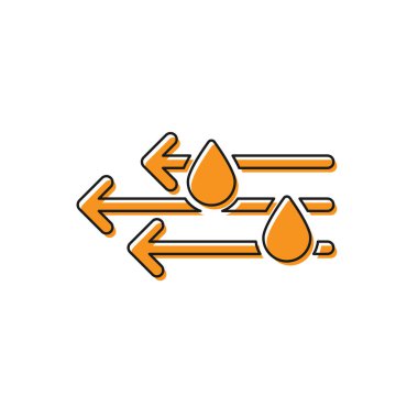 Turuncu Rüzgar ve yağmur ikonu beyaz arkaplanda izole edilmiş. Rüzgarlı bir hava. Vektör İllüstrasyonu