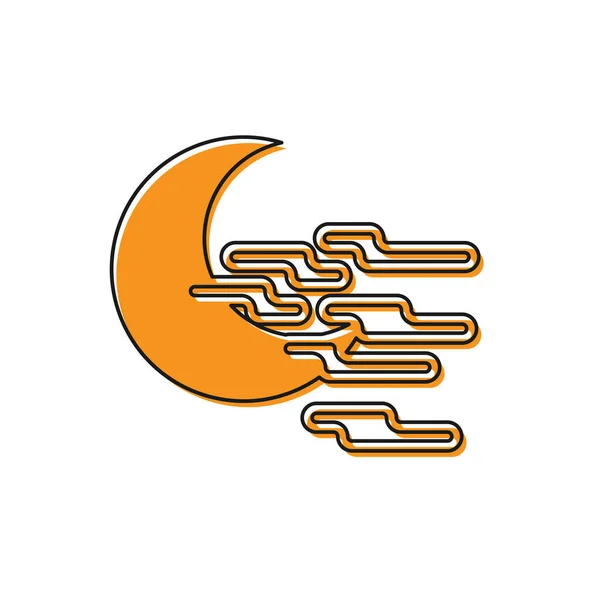 Narancs Köd és Hold ikon elszigetelt fehér alapon. Vektorillusztráció — Stock Vector
