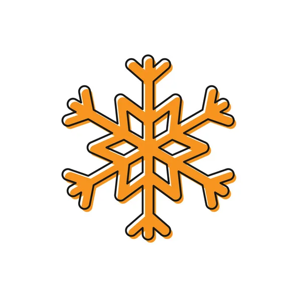 Ícone de floco de neve laranja isolado no fundo branco. Ilustração vetorial — Vetor de Stock