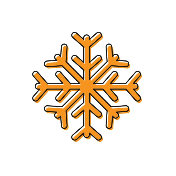 Pomarańczowa ikona płatka śniegu izolowana na białym tle. Ilustracja wektora — Wektor stockowy