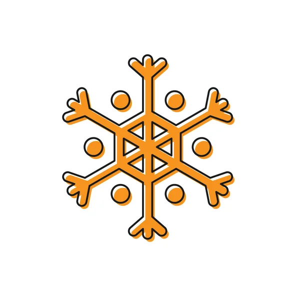 Ícone de floco de neve laranja isolado no fundo branco. Ilustração vetorial — Vetor de Stock