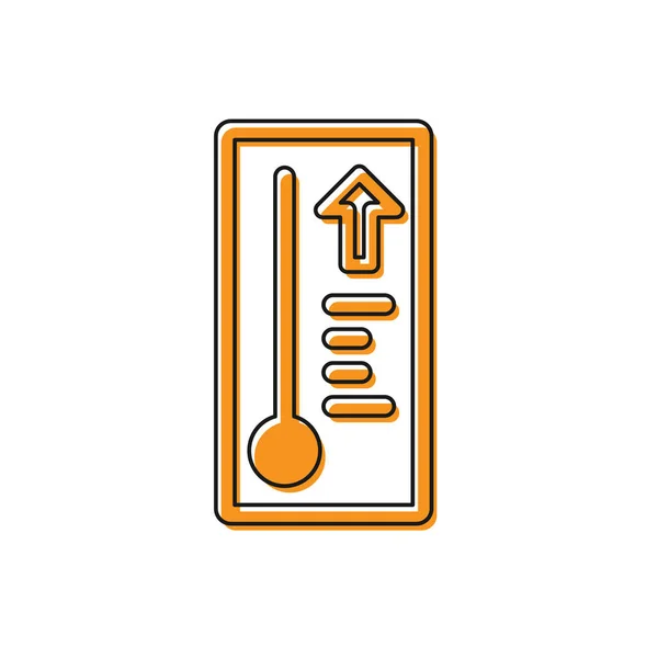 Termometro meteorologico arancione che misura il calore e l'icona a freddo isolata su sfondo bianco. Apparecchiatura termometrica che mostra tempo caldo o freddo. Illustrazione vettoriale — Vettoriale Stock