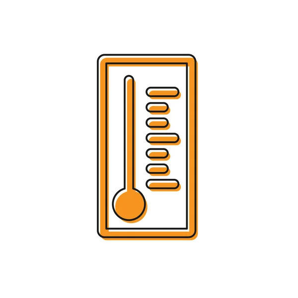 Orange Meteorology thermometer measuring heat and cold icon isolated on white background. Thermometer equipment showing hot or cold weather. Vector Illustration — Stock Vector