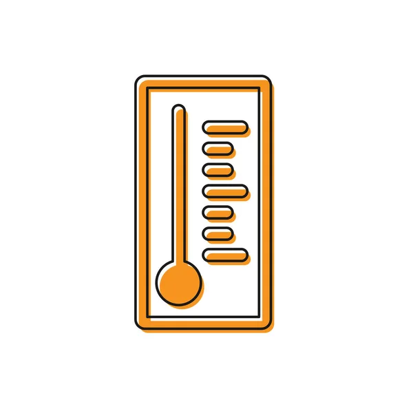 Termómetro de meteorología naranja que mide el calor y el icono frío aislado sobre fondo blanco. Equipo de termómetro que muestra clima caliente o frío. Ilustración vectorial — Vector de stock