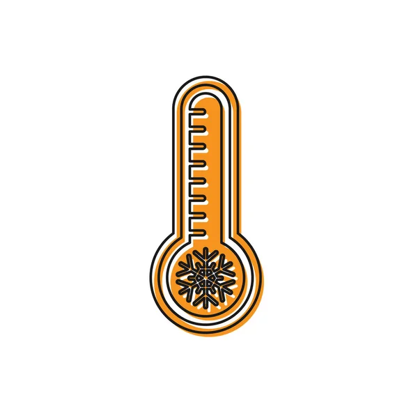 Oranje Meteorologie thermometer meten warmte en koude pictogram geïsoleerd op witte achtergrond. Thermometer apparatuur toont warm of koud weer. Vector Illustratie — Stockvector
