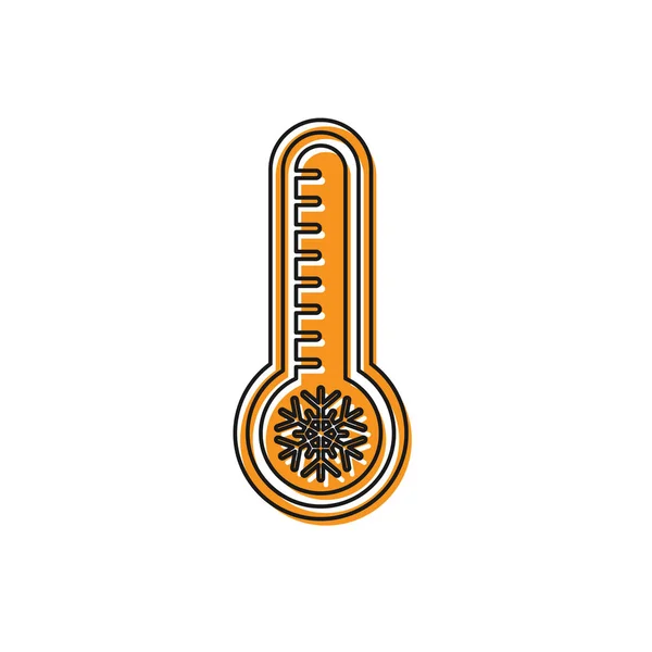 Orange Meteorology thermometer measuring heat and cold icon isolated on white background. Thermometer equipment showing hot or cold weather. Vector Illustration — Stock Vector