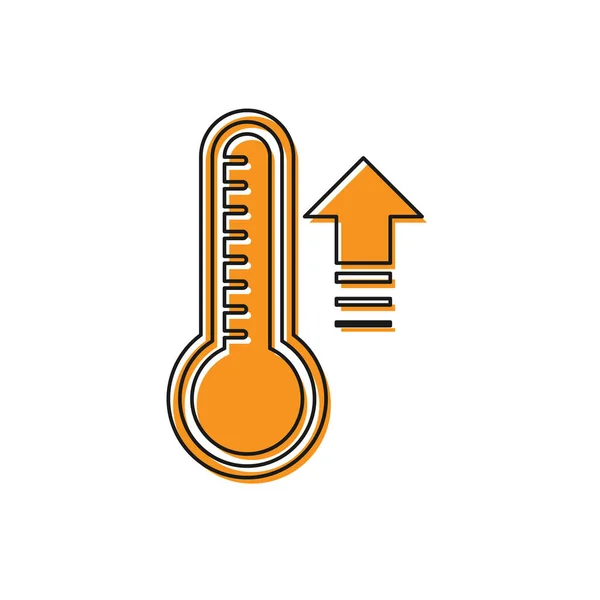 Turuncu Meteoroloji termometresi beyaz zemin üzerinde izole edilmiş ısı ve soğuk ikonu ölçer. Termometre termometresi sıcak ya da soğuk hava gösteriyor. Vektör İllüstrasyonu — Stok Vektör