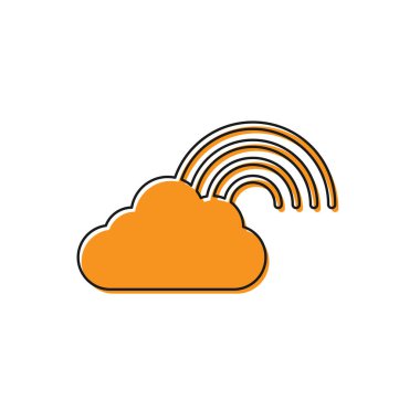 Beyaz arka planda bulutlu turuncu gökkuşağı simgesi. Vektör İllüstrasyonu