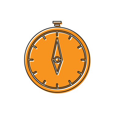 Turuncu Pusula simgesi beyaz arkaplanda izole edildi. Rüzgâr yön bulma sembolü. Rüzgar gül işareti. Vektör İllüstrasyonu