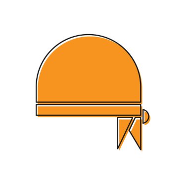 Beyaz arka planda izole edilmiş kafa simgesi için turuncu korsan bandanası. Vektör İllüstrasyonu