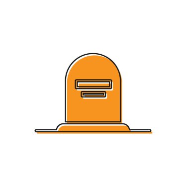 Üzerinde RIP yazılı turuncu Tombstone resmi beyaz arkaplanda izole edilmiş. Mezar ikonu. Vektör İllüstrasyonu